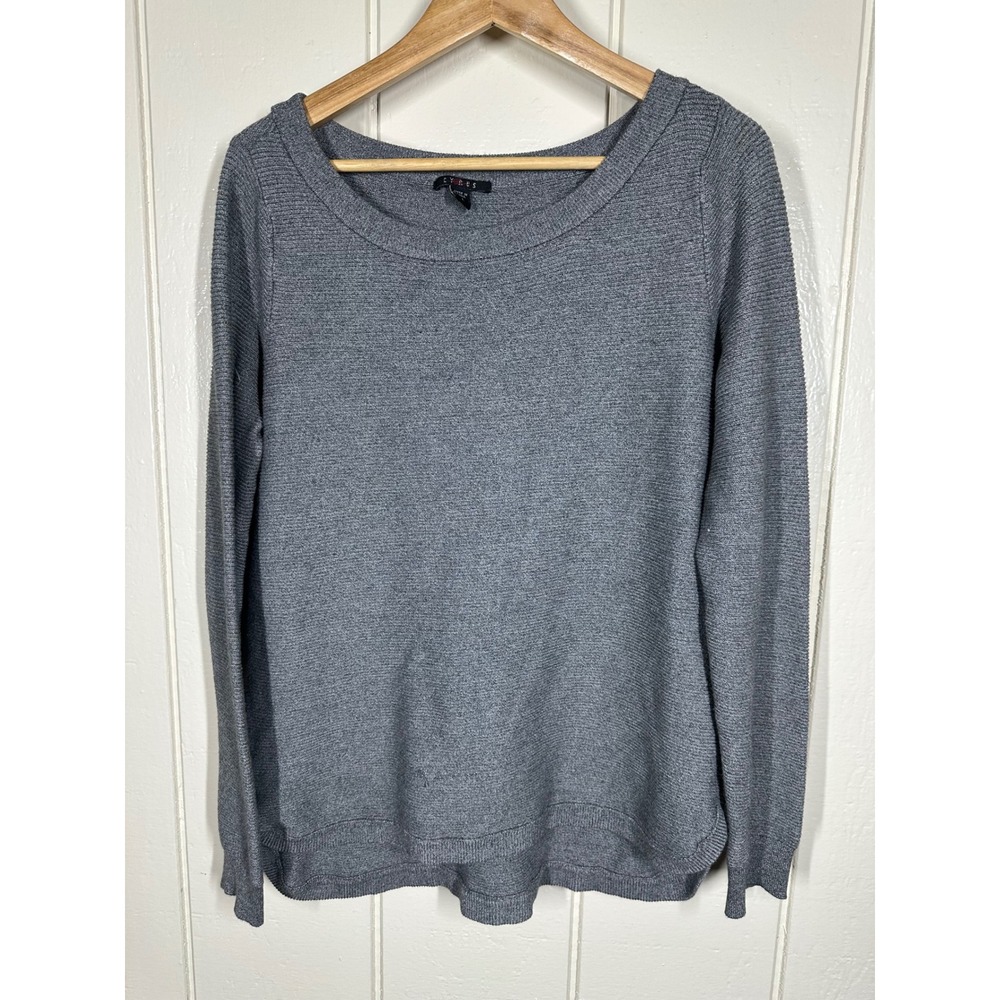 Cyrus Sweater Womens L Gray Scoop Neck High Low Long Sleeve Knit Pullover Top